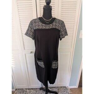 Karl Lagerfeld Paris Dress Womens 14/16 Tweed Accented Knee Length Sheath Career